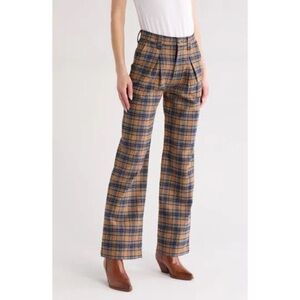 NWT Mother The Pleated Maven Plaid Pants Delta Dawn - Size 33